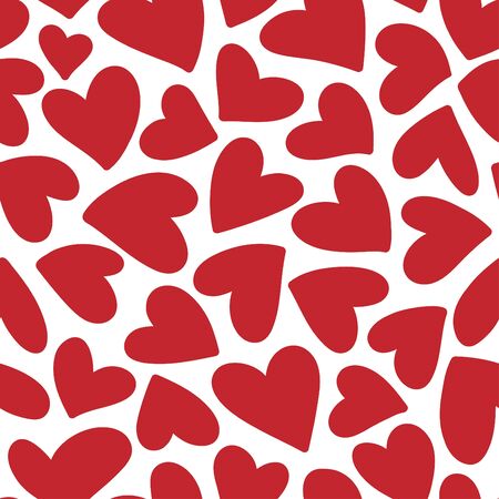 Red hearts seamless pattern. Valentine's day  illustration. Hand drawn background. Template illustrated for design card, gift paper, textile.のイラスト素材