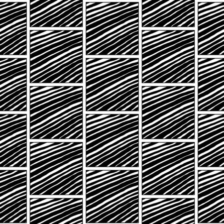 Vector doodle tile pattern. Hand-drawn mosaic seamless black and white ornament.のイラスト素材