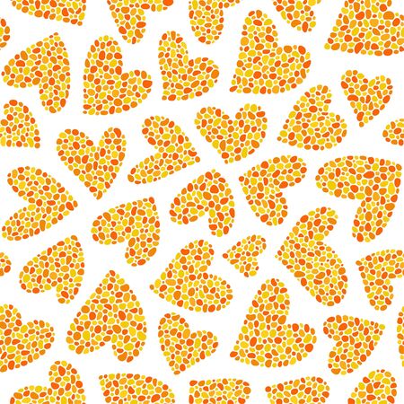Yellow hearts on a white background. Seamless pattern. Ready template for design, postcards, print, poster, party, Valentine's day, vintage textile.のイラスト素材