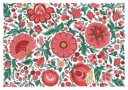 Spring floral rectangle frame with flowers and leaves. For sheet design, scrapbooking, greeting card, bannerのイラスト素材