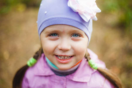 Portrait of a child with natural lightの写真素材