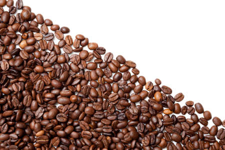 Coffee beans. Isolated on white background with white background for copy space .. Coffee background or texture concept.の写真素材