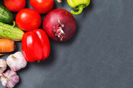 Composition with assorted raw organic vegetables. copy space