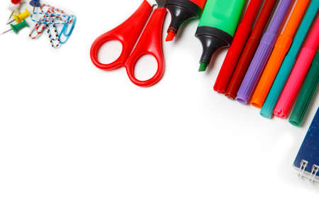 school tools on a white background, back to schoolの写真素材