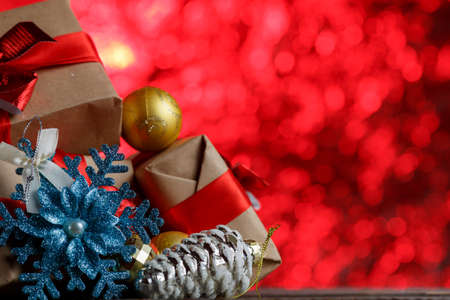 Christmas Gift And Christmas Decorations. The Finished Christmas Card. Free space for Text. The...