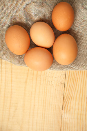 Fresh chicken brown eggsの写真素材
