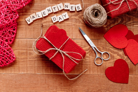 Valentines day background. Flat lay, top view.の写真素材