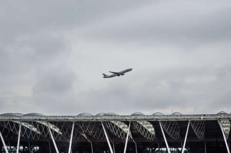 Takeoff Dragonair plane from Shanghai airport in January.