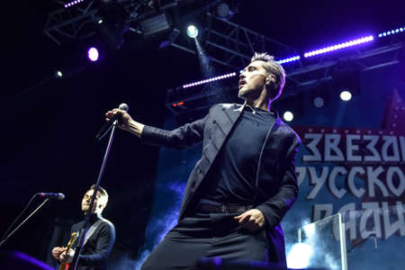 VLADIVOSTOK, SEPTEMBER 4: Dima Bilan, popular russian singer and the Eurovision Song Contest 2008 winner, performs at the Eastern Economic Forum in Vladivostok, Russia, September 4, 2021.のeditorial素材