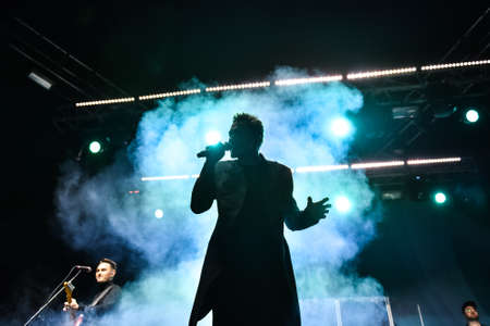 VLADIVOSTOK, SEPTEMBER 4: Dima Bilan, popular russian singer and the Eurovision Song Contest 2008 winner, performs at the Eastern Economic Forum in Vladivostok, Russia, September 4, 2021.のeditorial素材