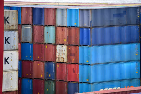 Container box from cargo ship for import and export. Freight shipping.の写真素材