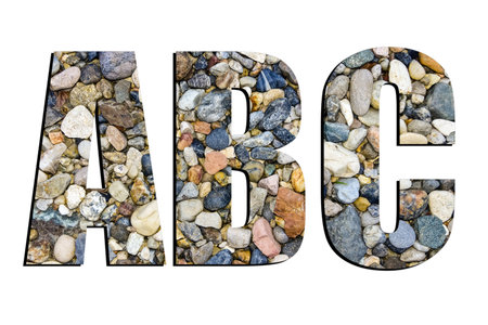 ABC letters. Stone design alphabet, collection of letters isolated on white.