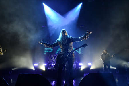 Vladivostok, Russia - February 14, 2022: Peter Tagtgren and Swedish Metal band Pain perform on the...