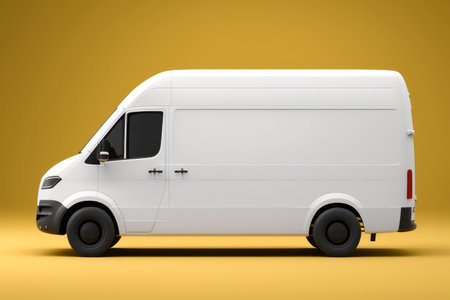 White cargo van. Isolated on solid color studio background. side view.の素材