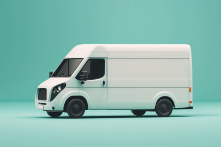 White cargo van. Isolated on solid color studio background. side view.の素材