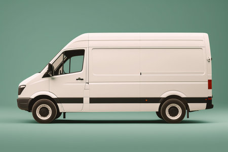 White cargo van. Isolated on solid color studio background. side view.の素材