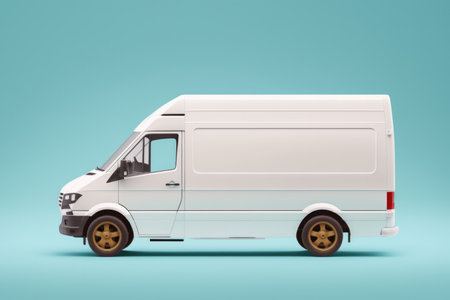 White cargo van. Isolated on solid color studio background. side view.の素材