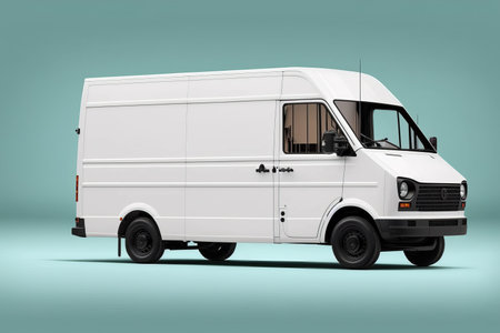 White cargo van. Isolated on solid color studio background. side view.の素材