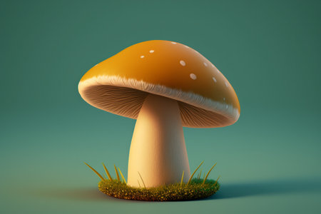 Mushroom on solid color backgroundの素材