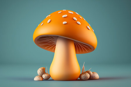 Mushroom on solid color backgroundの素材