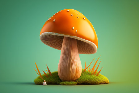Mushroom on solid color backgroundの素材