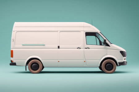 White cargo van. Isolated on solid color studio background. side view.の素材
