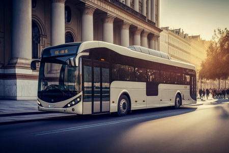 White city bus on the street. public transportの素材