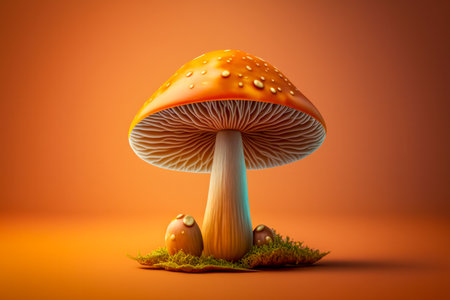Mushroom on solid color backgroundの素材