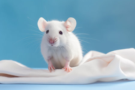 Lab mouse in ready for science, medicine research. Solid color background. World Day For Animals In Laboratories, WDAIL, World Lab Animal Day, April 24. Concept illustrationの素材
