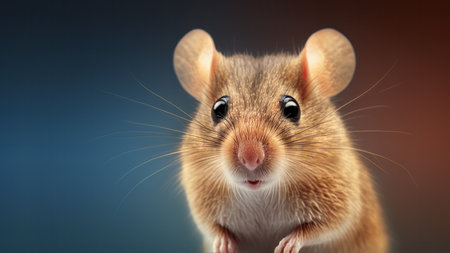 Lab mouse in ready for science, medicine research. Solid color background. World Day For Animals In Laboratories, WDAIL, World Lab Animal Day, April 24. Concept illustrationの素材