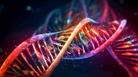 DNA helix, colorful illustrationの素材