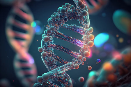 DNA helix, colorful illustrationの素材