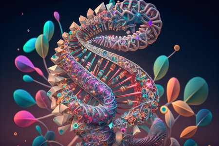 Abstract colorful background, inspired by DNA helix, microbiology, genetics.の素材