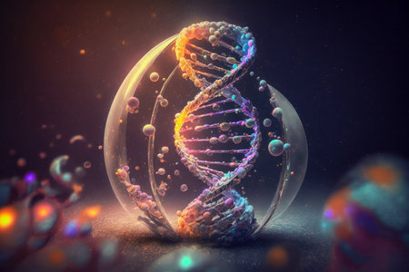 DNA helix, colorful illustrationの素材