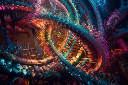 Abstract colorful background, inspired by DNA helix, microbiology, genetics.の素材