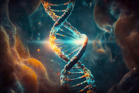 DNA helix, colorful illustrationの素材