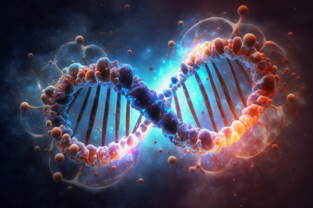 DNA helix, colorful illustrationの素材