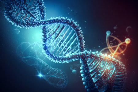 DNA helix abstract illustration, Blue toningの素材