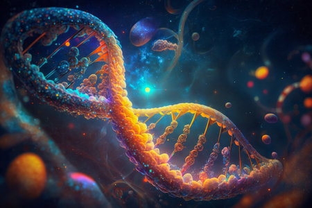 DNA helix, colorful illustrationの素材