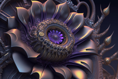 Glowing biomechanics alien extraterrestrial flower abstract backgroundの素材