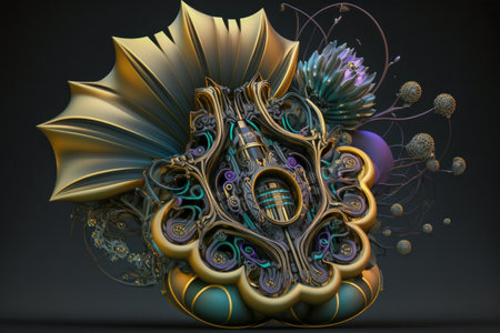 Glowing biomechanics alien extraterrestrial flower abstract backgroundの素材