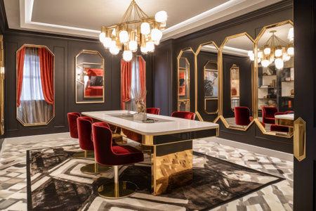 Art deco style office meeting room interior. Generative AIの素材