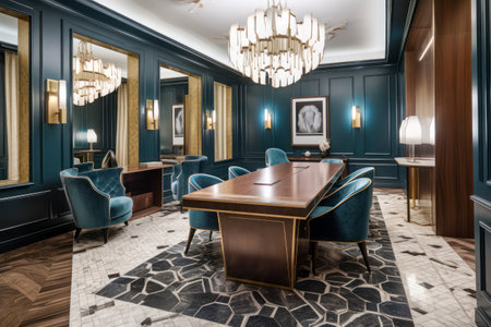 Art deco style office meeting room interior. Generative AIの素材