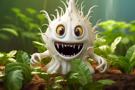 cute, adorable screaming mandrake root, showing its characteristic human-like appearance.の素材