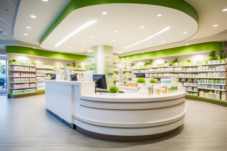 Contemporary pharmacy modern drugstore interior.の素材