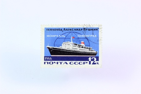 stamp  motor ship  Alexander Pushkin のeditorial素材