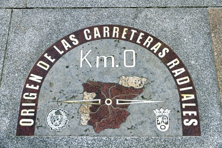 detail of kilometre zero point in Puerta del Sol, Madrid, Spain 