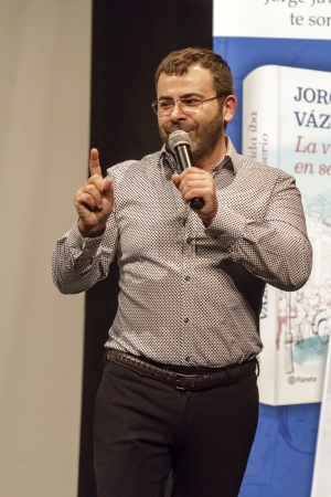 BADALONA, SPAIN - DECEMBER 01 Jorge Javier Vazquez, popular television presenter, presenting in his hometown Badalona his novel,  Life was serious  number one in sales  December 01, 2012 in Badalona, Spain のeditorial素材
