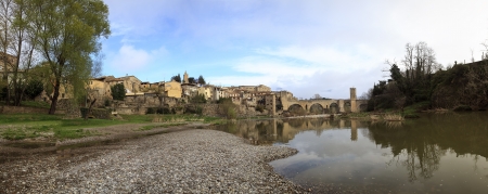 Besalu Spain, a Catalan village, seems to have stopped the clock in the middle ages の写真素材