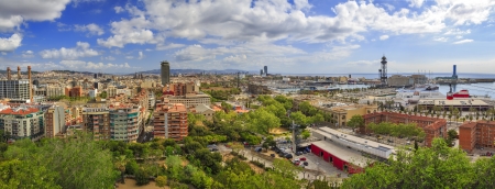 panorama of the city of Barcelona Spainのeditorial素材